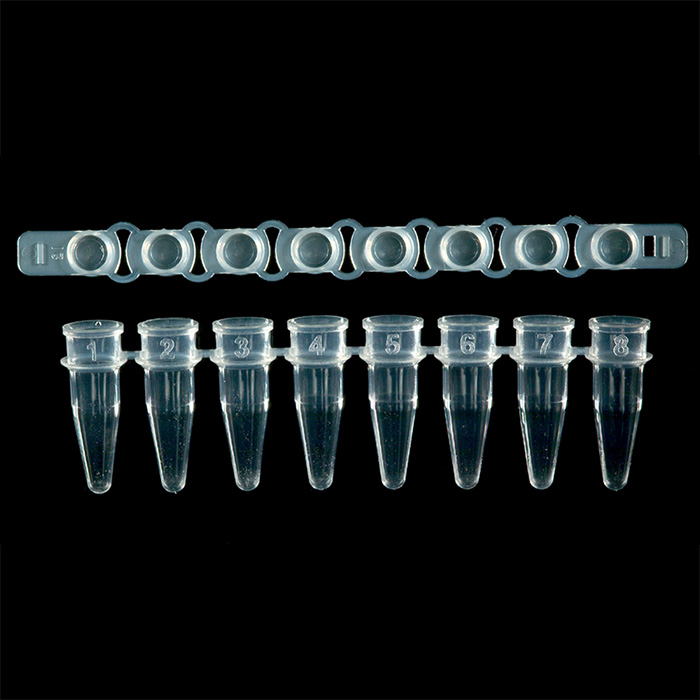 02ml PCR 8 Strip Tubes  Domed Caps Nat