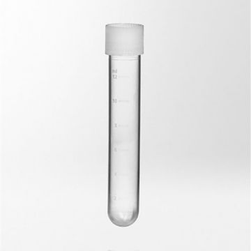 Test tube polypropylene with fitted polyethylene screw cap 12ml&#8960;16x100 mm round bottom graduated aseptically produced
