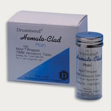 Haematocrit Tubes Glass 75mm HEMATO-CLAD&#174; Mylar&#174; wrapped capillaries Plain Uncoated 5 vials of 200 capillaries for blood collection