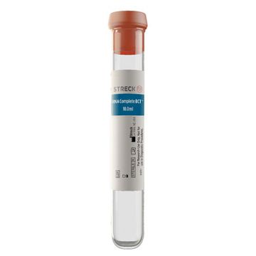 Blood collection tube that maintains draw time concentrations of cell-free RNA and extracellular vesicles. RNA Complete BCT&#174 100 x 10mL tubes. CE