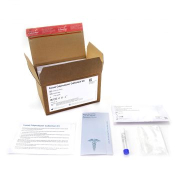 Faecal Calprotectin Home Collection Kit with direct delivery to GP, designed for patient use, featuring BÜHLMANN CALEX Cap&#174; - 20 Kits per pack 