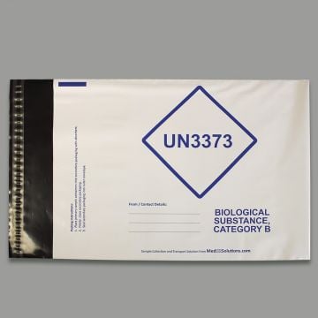 Envelope polyethylene C4 size 229x324mm with UN3373 compliant labelling for transport of category B biological samples to P650 packaging instructions