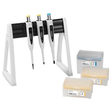 Pipette Manual 3-Pack Multipack Variable Volume Proline Plus 2-20&#181;l 20-200&#181;l and 100-1000&#181;l with Stand