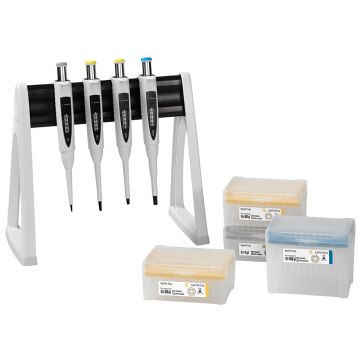 Pipette Manual 4-Pack Multipack Variable Volume Proline Plus 0.5-10&#181;l 10-100&#181;l 20-200&#181;l and 100-1000&#181;l with Stand