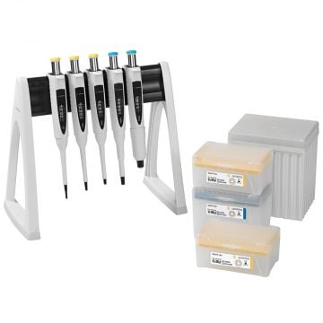 Pipette Manual 5-Pack Multipack Variable Volume Proline Plus 2-20&#181;l 10-100&#181;l 20-200&#181;l 100-1000&#181;l 500-5000&#181;l with Stand