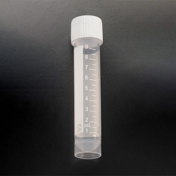 Vial Cryogenic High Capacity 9.5ml Graduated Sterile Diameter 17mm Height 84mm Free-Standing Externally Threaded with Polyethylene Cap