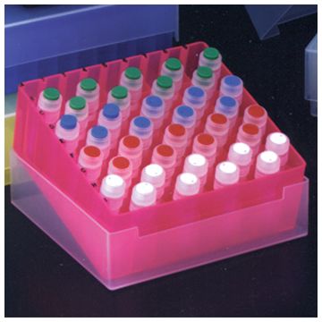 Rack 81-Position Freezer Rack with Lid 9 x 9 Array Pink Temperature -90C to 120C Fits 1.5ml 2.0ml Microtubes or 1.2ml Cryovials
