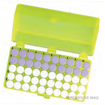 Rack 50-Position Freezer Rack with Hinged Lid 10 x 5 Array Assorted Temperature -90C to 120C Fits 1.5ml 2.0ml Microtubes or 1.2ml Cryovials