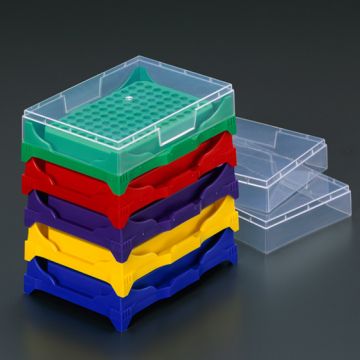 Rack 96 well PCR stacking with lid assorted colours holds 0.2ml PCR tubes strip tubes or 96 well PCR plates