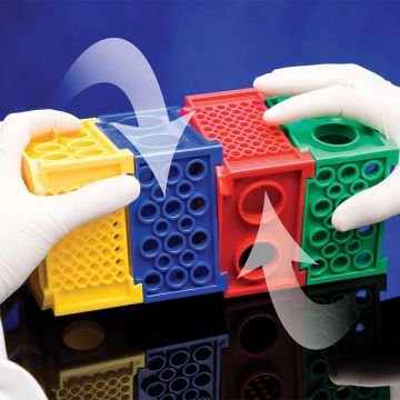 Rack Twist-Lock Combirack Assorted Colours Autoclavable 4-Sided Interlocking Racks to accommodate 0.5ml 1.5ml 2.0ml 15ml and 50ml Tubes Pack of 4