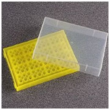 Rack 96 well PCR with lid yellow colour holds 0.2ml PCR tubes strip tubes or 96 well PCR plates can be clipped into PCR workstation for PCR set up