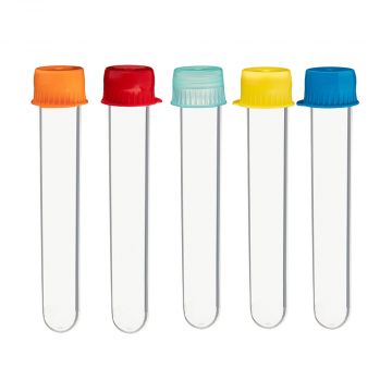 Overfit Caps 12mm Assorted coloured pack of 1000 for resealing 12mm Diameter Culture Tubes