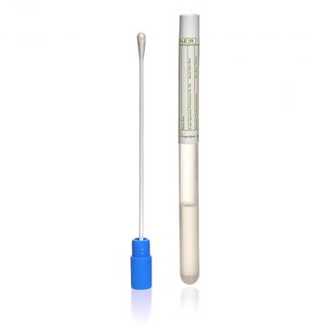 Transport swab with Amies medium in rigid polypropylene tube with polystyrene stick and viscose tip supplied in sinlge peel-pack sterile CE IVD marked